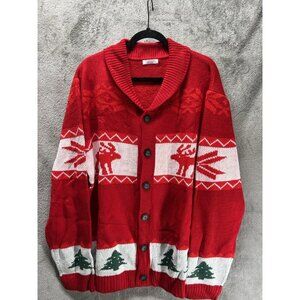 Coofandy Men’s XXL 2XL Red Christmas Holiday Ugly Halloween Sweater Reindeer ￼